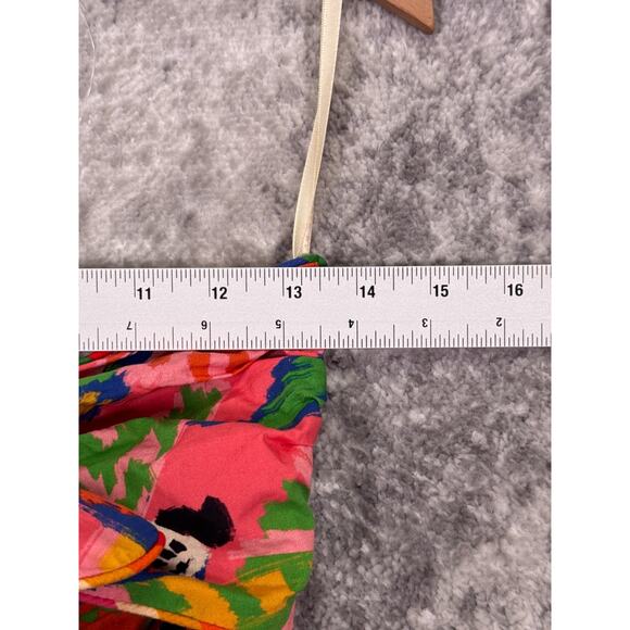 Farm Rio Dress Medium Womens Graphic Macaws Coral Tie Front Strapless Mini - Picture 4 of 8